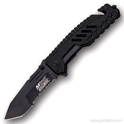 Rogue River Tactical Exclusive Mtech Black Spring Assisted Pocket Knife Military Special Forces G10 Handle Sharp Tanto Blade Folding Rescue Knives Multitool